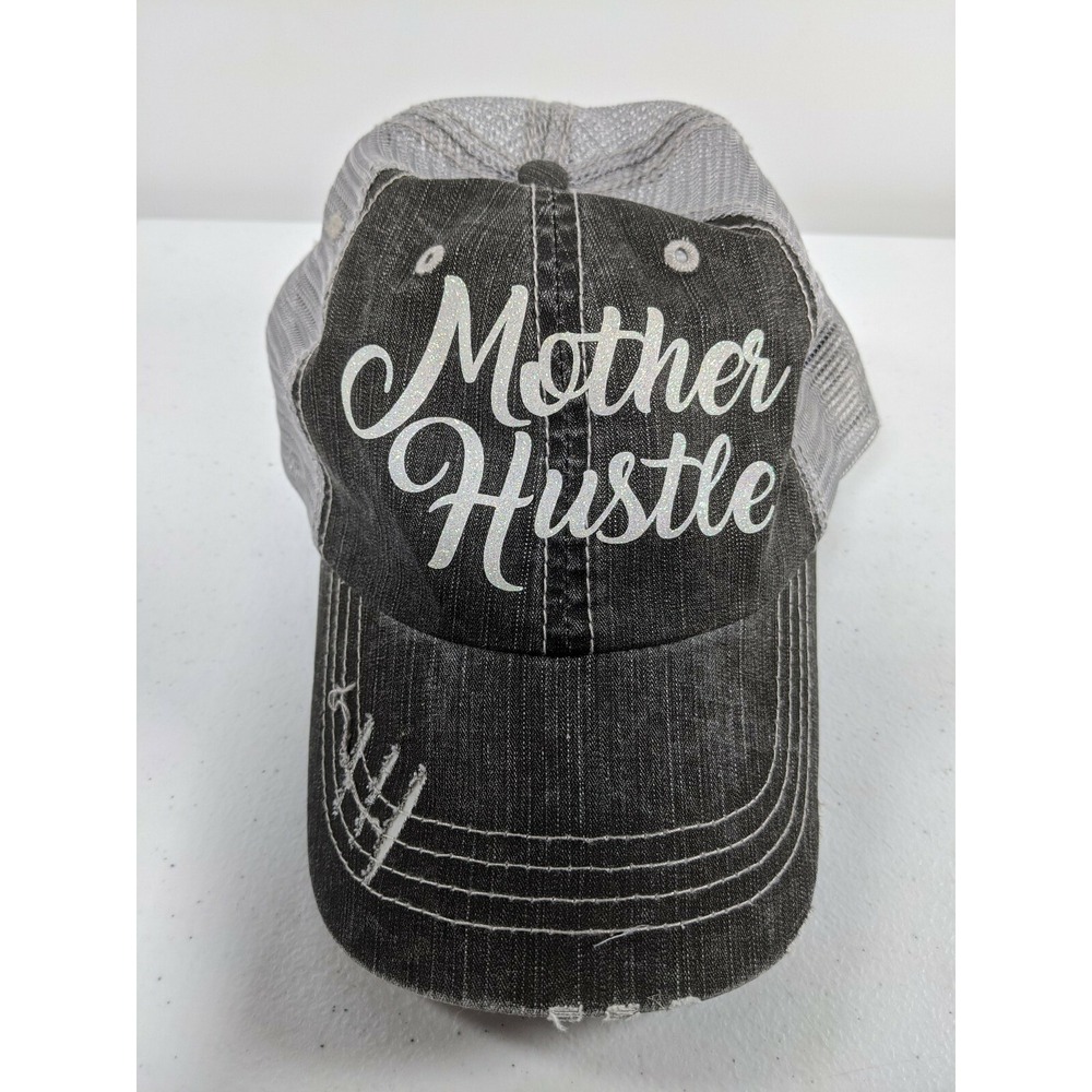 Mother Hustle Grey Black Adjustable Hat Cap ‎ Retro Mesh